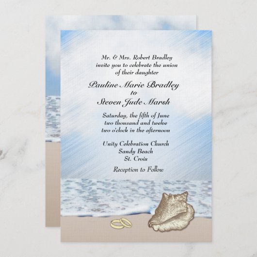 Beach Wedding Theme Uitnodiging (Voorkant / Achterkant)