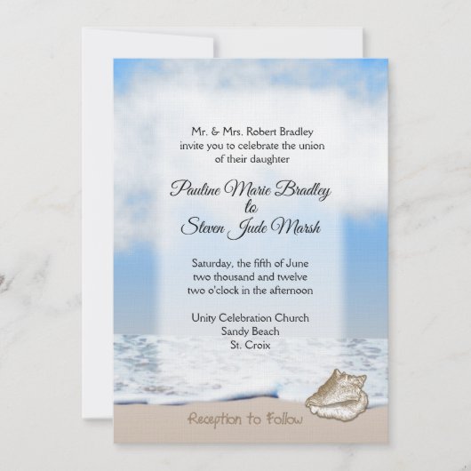 Beach Wedding Theme Uitnodiging (Voorkant)