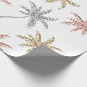 Beach Wedding Tri Gold Marble Palm Tree Leaves Cadeaupapier (Hoek)