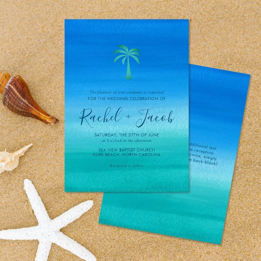 Beach Wedding Tropical Palm Tree Kaart