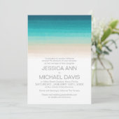 Beach Wedding Waterverf Ombre Modern Uitnodiging (Staand voorkant)