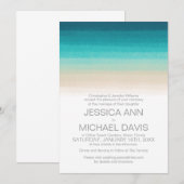 Beach Wedding Waterverf Ombre Modern Uitnodiging (Voorkant / Achterkant)