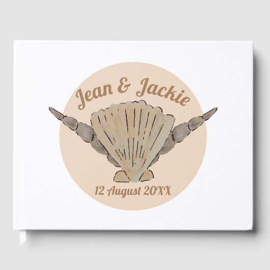 Beach Wedding Waterverf Sea Shells Gastenboek (Voorkant)