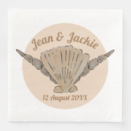 Beach Wedding Waterverf Sea Shells Servet