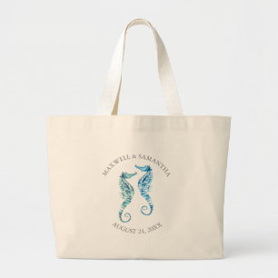 Beach Wedding Welkomstzakken Seahorse Grote Tote Bag