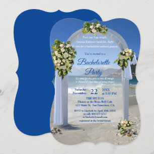 Beach Wedding/White Roses Bachelorette Party Kaart