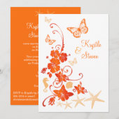 Beach Wedding | Zand, Oranje, wit | Bloemen Kaart (Voorkant / Achterkant)