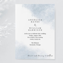 BEACH WEDING INVITATION IN DUSTY BLUE WATERVERF