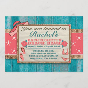 Beach Weekend Getaway Bachelorette Invitation FSS Kaart