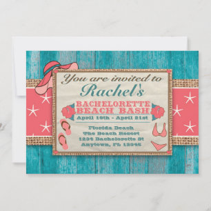 Beach Weekend Getaway Bachelorette Invitation SSM Kaart