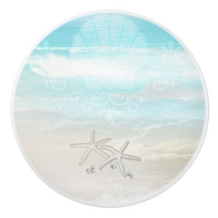 Beach White Starfish Elegant Summer Chic Tropical Keramische Knop