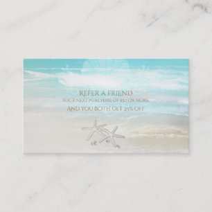 Beach White Starfish Elegant Summer Refer a Friend Aanbevelingskaartje
