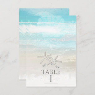 Beach White Starfish Elegant Summer Table Number Kaart