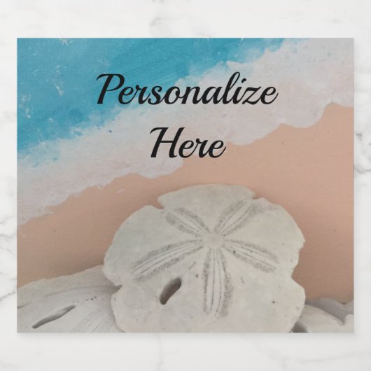 Beach Wishes Seashells Sparkling Wijnetiket (Enkel label)