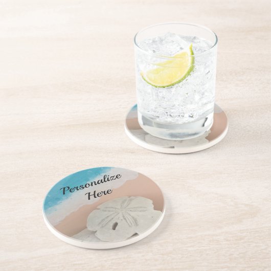 Beach Wishes Seashells Zandsteen Onderzetter (Zijkant)