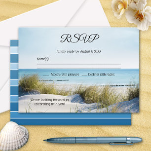 Beach with Dunes Wedding RSVP Invitation Kaart