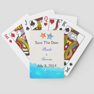 Beach with Starfish Save the Date Pokerkaarten