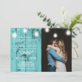 Beach Wood String Lights Foto Weddenschap Kaart (Staand voorkant)