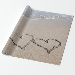 Beach Wrapping Paper Sand Hearts Beach Weddenschap Cadeaupapier
