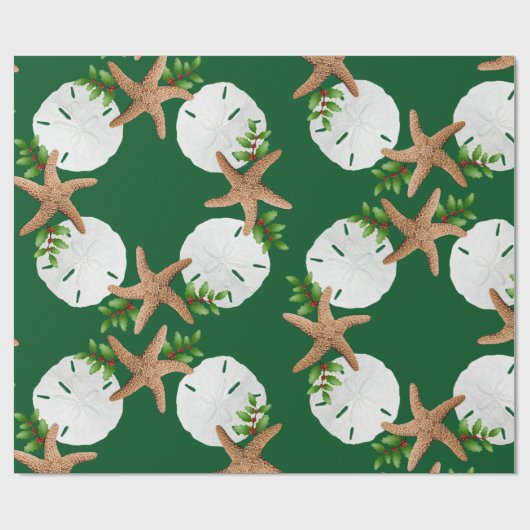 Beach Wreated Large Pattern Kerstmis Cadeaupapier (Vlak)