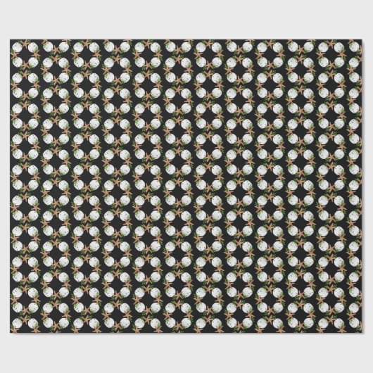 Beach Wreated Small Pattern Black Kerstmis Cadeaupapier (Vlak)