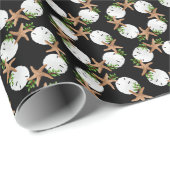 Beach Wreated Small Pattern Black Kerstmis Cadeaupapier (Rol Hoek)