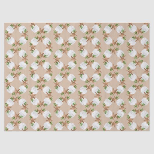 Beach Wreated Zee Stars Sand Dollars Kerstmis Tissuepapier (Voorkant)