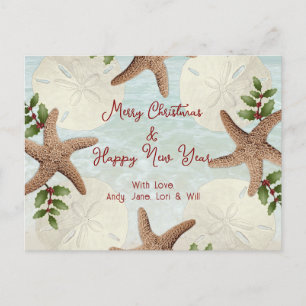 Beach Wreator Sand Dollars Briefkaart met kerstmis
