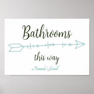 Beach-y Bathrooms This Way Arrow Poster