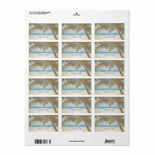 Beach, zand, palmlabel etiket (Full Sheet)