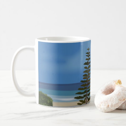 Beach Zee Pine Tree Natuur Koffiemok (Met donut)