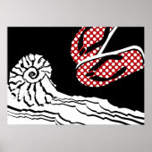 Beach Zee & Polka Dot Teenslippers Bathroom Poster (Voorkant)