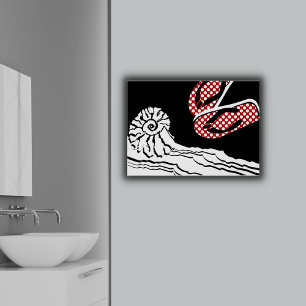 Beach Zee & Polka Dot Teenslippers Bathroom Poster