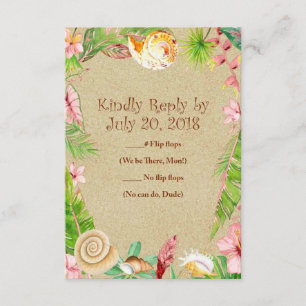 Beach Zee Shell Floral Wedding RSVP-kaarten RSVP Kaartje