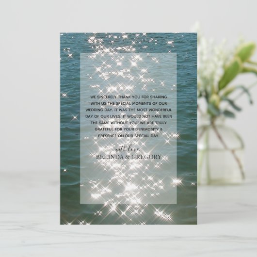 Beach Zee Water Sparkles Weddenschap Hartelijk dan Bedankkaart (Staand voorkant)