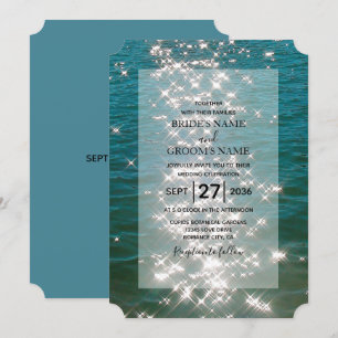 Beach Zee Water Sparkles Wedding Invitting Kaart
