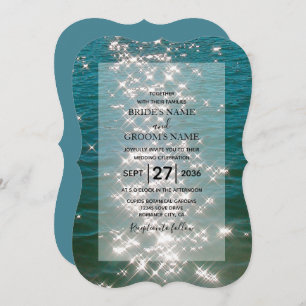 Beach Zee Water Sparkles Wedding Invitting Kaart