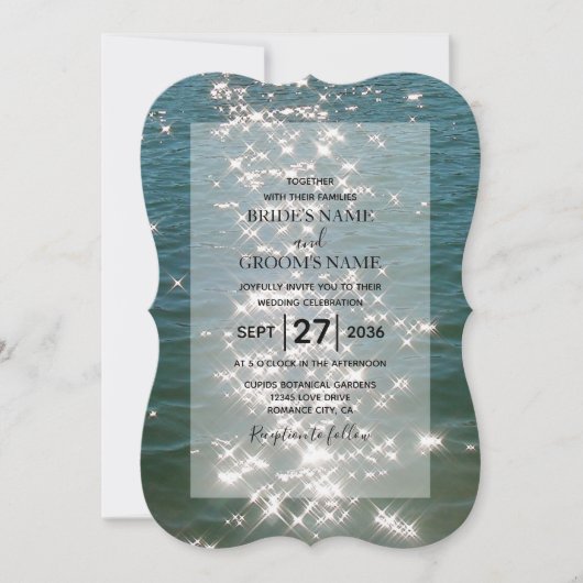 Beach Zee Water Sparkles Wedding Invitting Kaart (Voorkant)