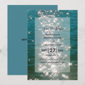 Beach Zee Water Sparkles Weduwen Save the Date (Voorkant / Achterkant)