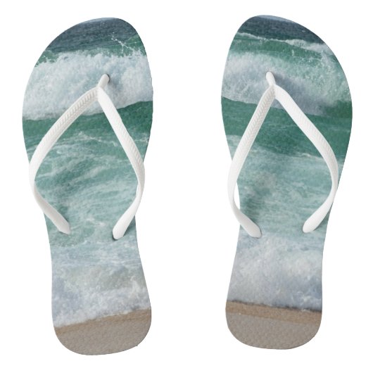 Beach Zee Waves Aan Zee Custom Sjabloon Adult Teenslippers (Voetbed)