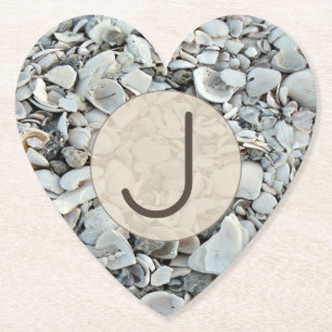 Beachcomber Shell Monogram Look Kartonnen Onderzetters