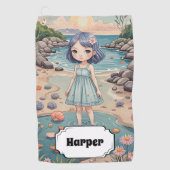 Beachcomber's Bliss gepersonaliseerd Golfhanddoek (Voorkant)