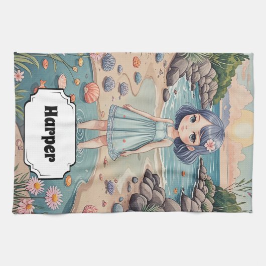 Beachcomber's Bliss gepersonaliseerd Theedoek (Horizontaal)