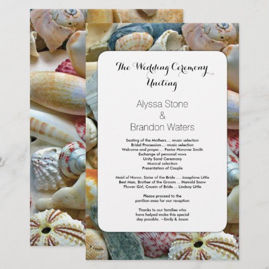 Beachcombers Seashell 5x8 Programme de mariage per (Devant / Derrière)