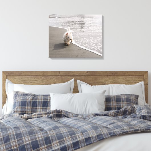 Beachcombing Westie Photo Canvas Afdrukken (Insitu (Slaapkamer))