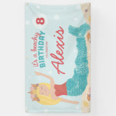 Beachday Mermaid Peach Turquoise Bannière (Vertical)