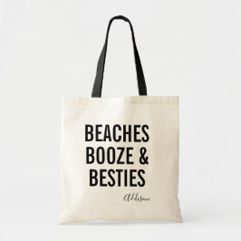 Beaches Booze & Besties | Meisjes Weekend Canvas t Tote Bag