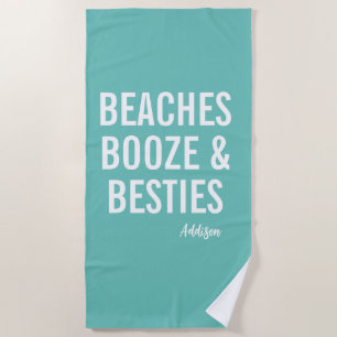 Beaches Boze & Besties Blauwgroen Beach Towel Strandlaken