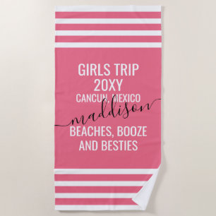Beaches Boze Besties Meisjes Roze Roze Naam Strandlaken