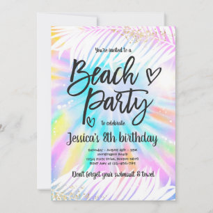 Beachfeest Verjaardag Roze Tie Dye Meisje Beach Pa Kaart